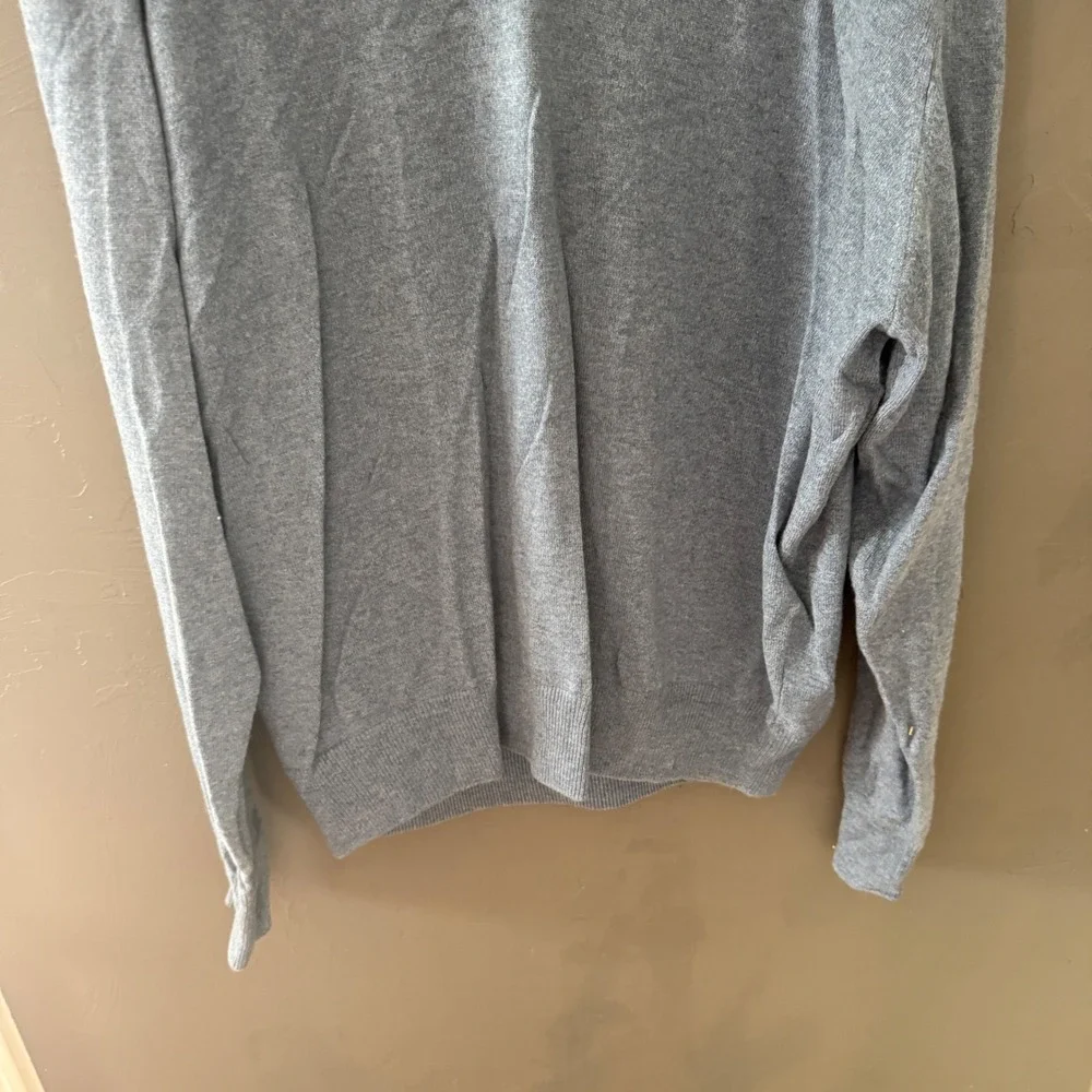 Peter Millar Mens XL V-Neck Sweater 100% Pure Cashmere Heather Blue Long Sleeve‎